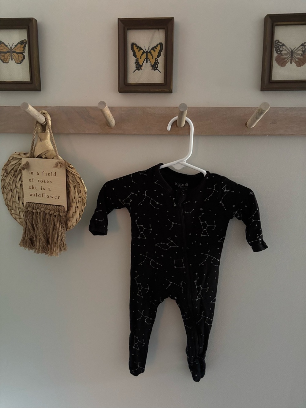 Kyte Baby Black Constellation Zip Footie